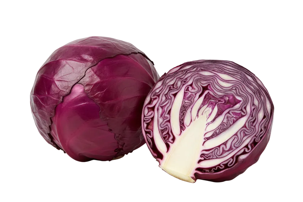Repollo Morado entero y cortado a la mitad