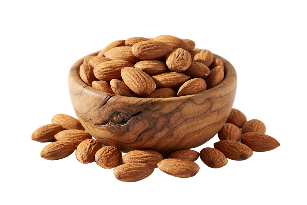 Almendras naturales en bowl de madera